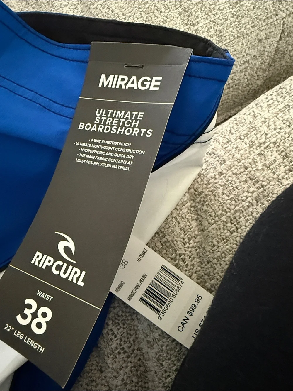 Men's Blue Board Shorts with Side Panel
